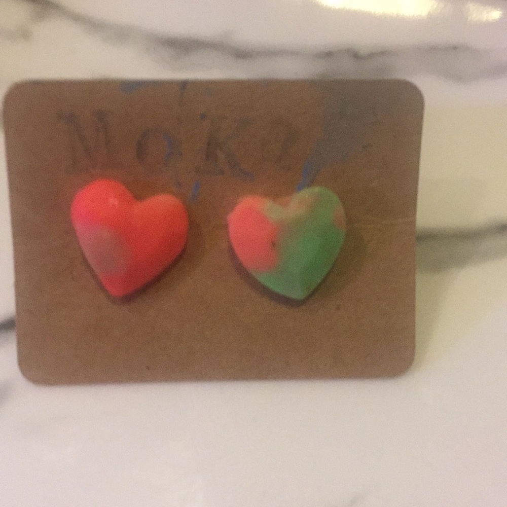 Handmade Polymer Clay Earrings - Heart